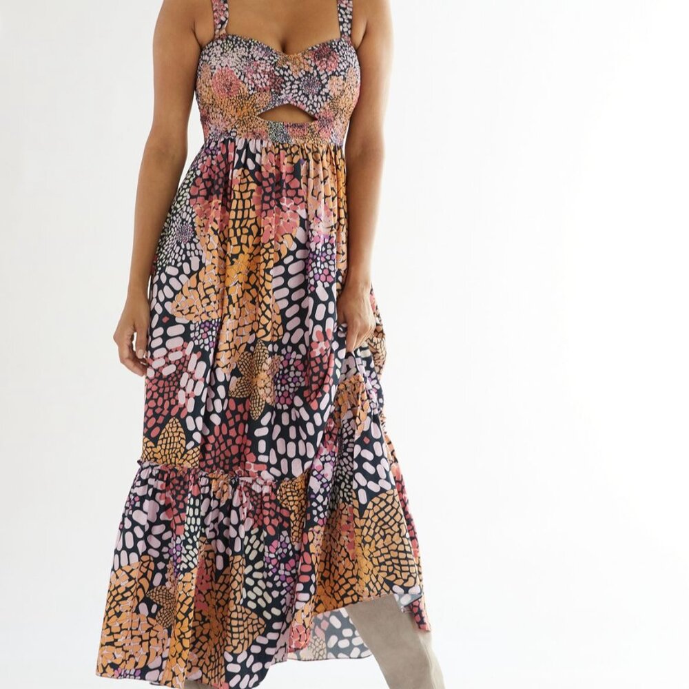 Geisha Designs Smocked Beaded Maxi Dress - Picture 1 of 14
